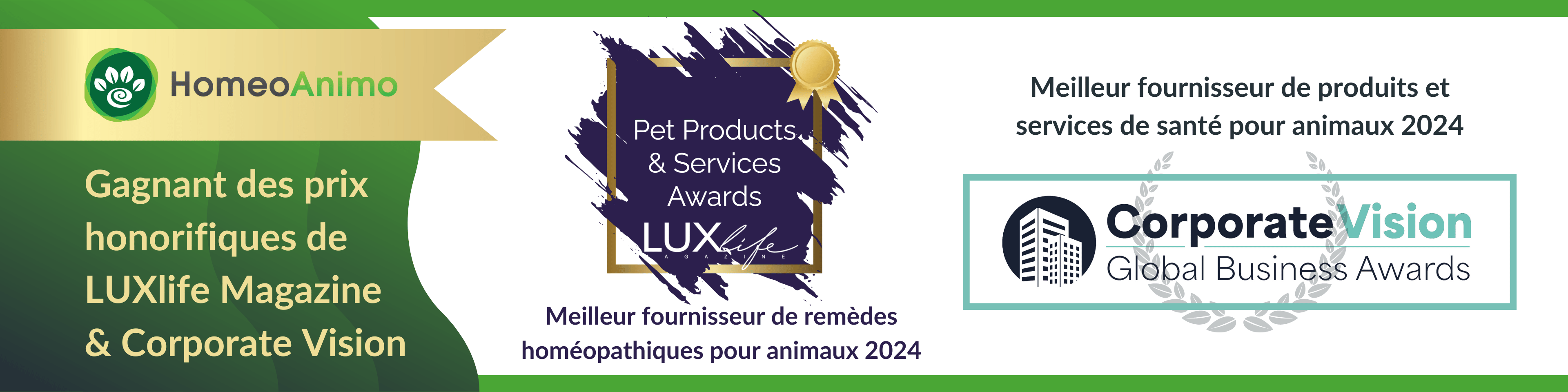 HomeoAnimo est gagnant des prix honorifiques de LUXlife Magazine & Corporate Vision.